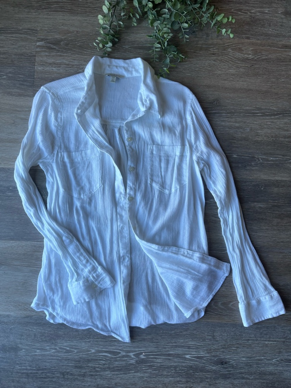 Lucky Brand Women's white Button-Up Textured Shirt